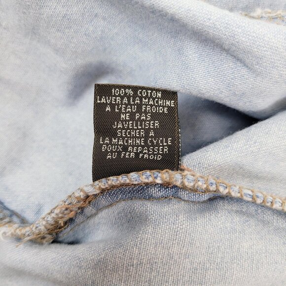 Anthropologie Fei Top Womens Extra Small Blue Western Jean Shirt Denim Snaps - Picture 9 of 9